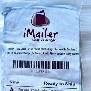 iMailer 1000-Count‎ 3x5" Small Plastic Bags Reclosable Zip Bags